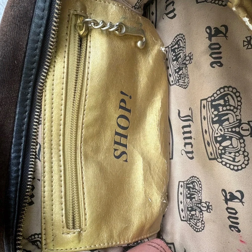 Juicy‎ Couture Royal Bowler Bag Brown Velour Y2K Crown Logo Gold Hardware  Fair